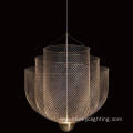 Reception Led Chrome Iron Mesh Chandelier Decoration